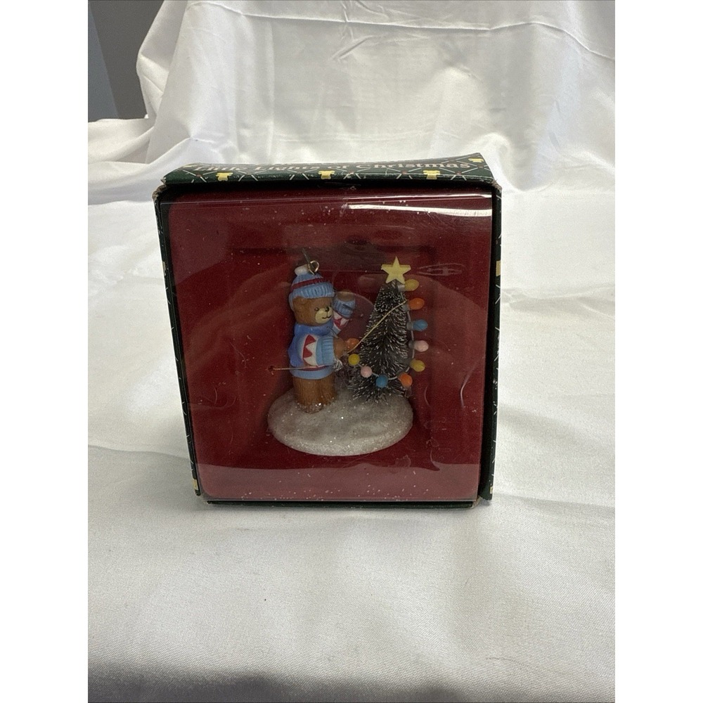 Vtg 1986 Enesco Lucy‎ & Me Teddy Bear Little Lights of Christmas Tree Ornament